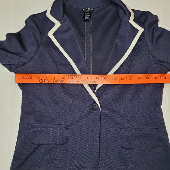 Nautical Blazer Soho Apparel LTD Navy Blue and White Small Collared Butt… - Picture 3 of 9